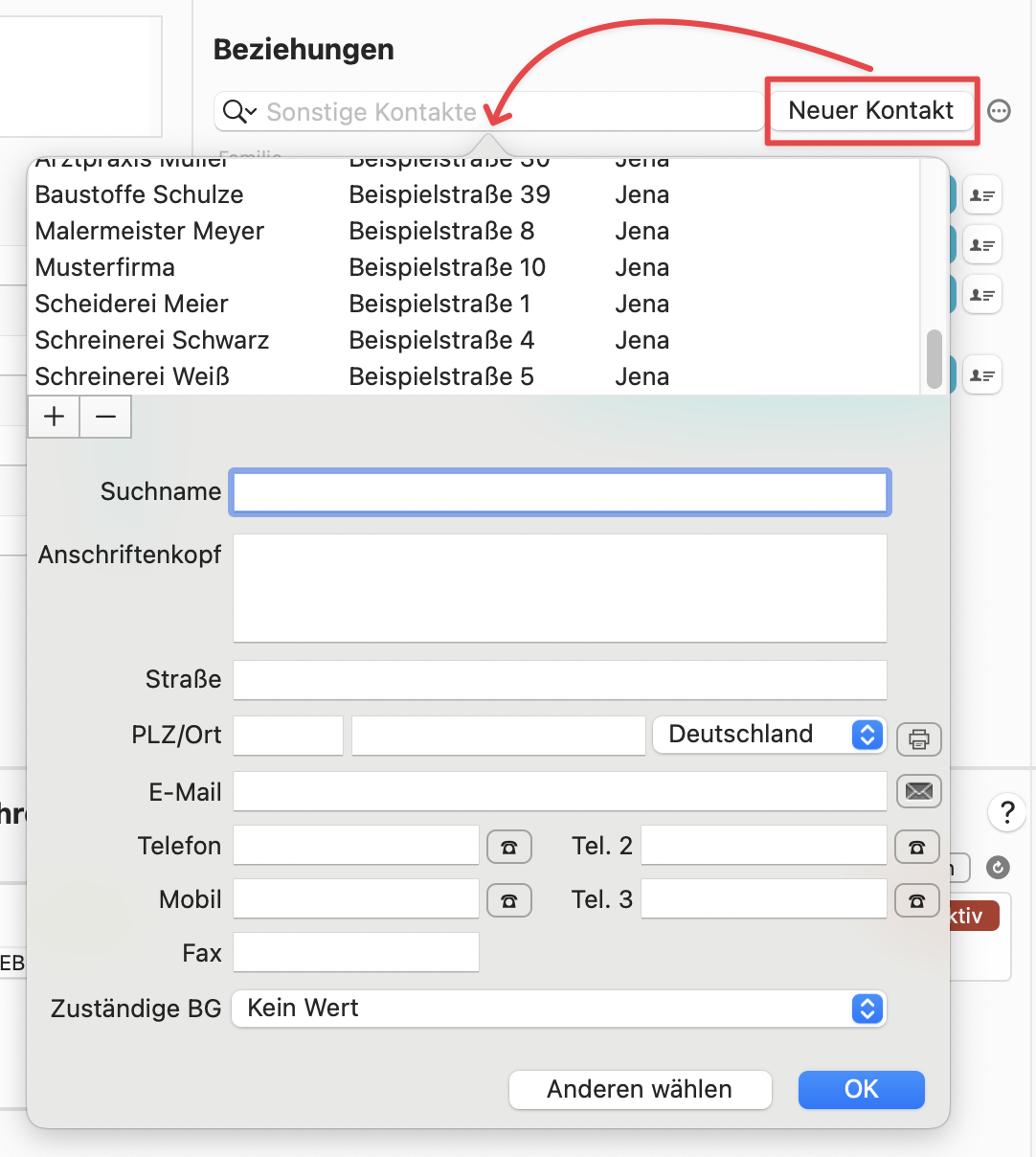 Beziehungen sonstige Kontakte