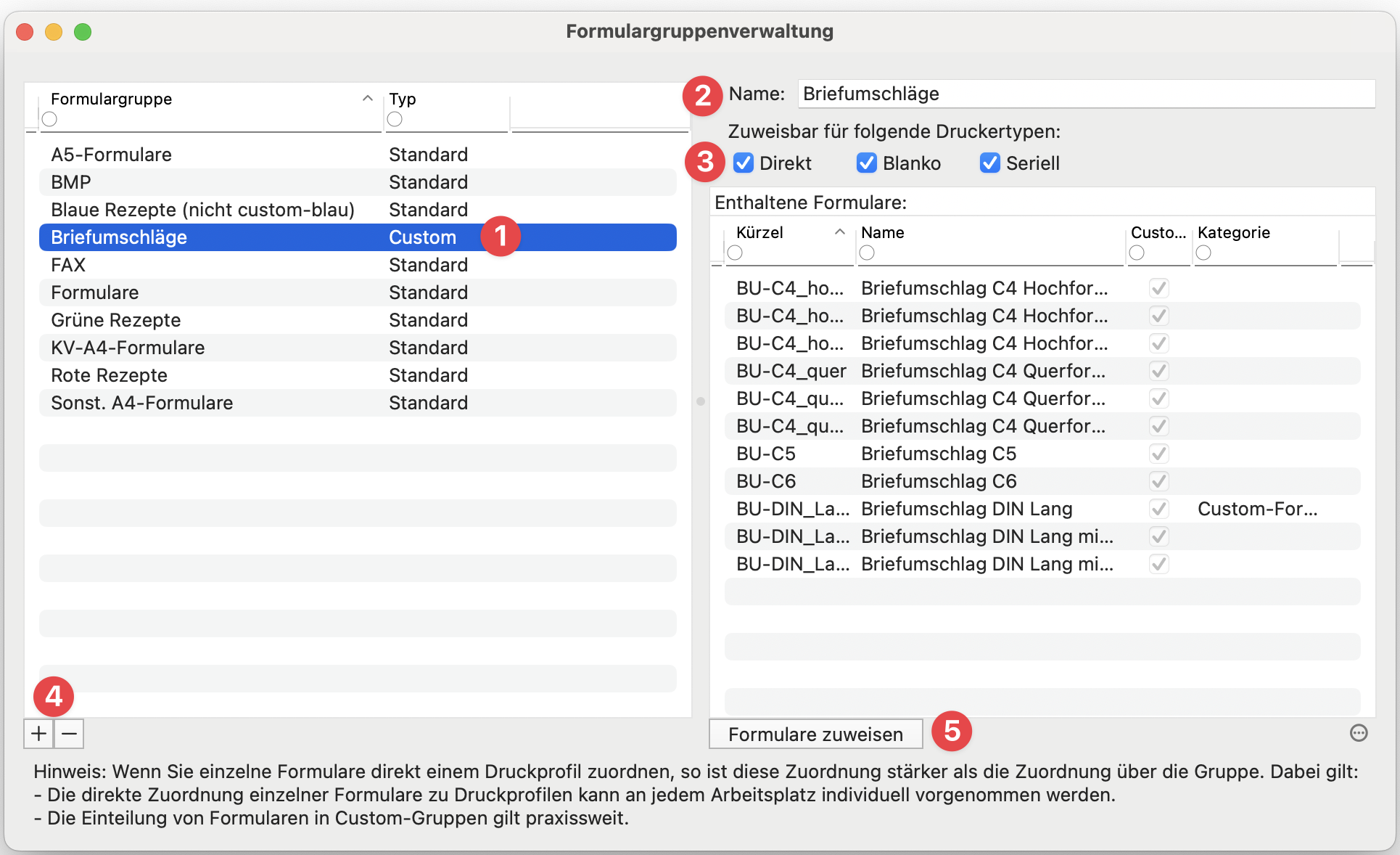 Formulargruppenverwaltung Customtyp