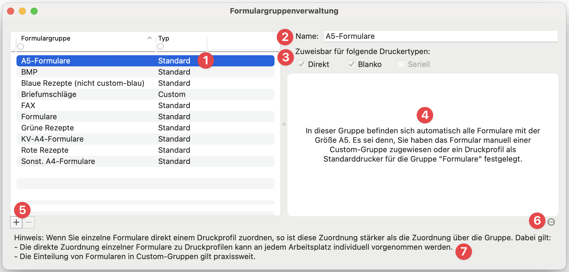 Formulargruppenverwaltung Standardtyp 3