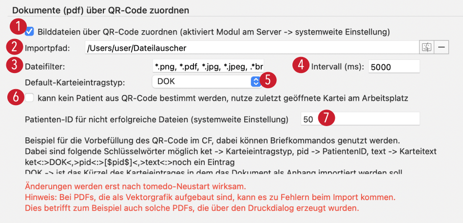 tomedo handbuch automatischer dateiimport qr code zuordnung