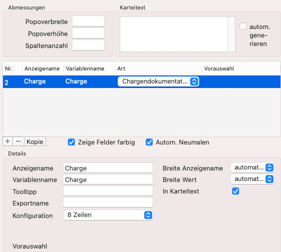 tomedo handbuch chargendoku konfiguration karteieintrag