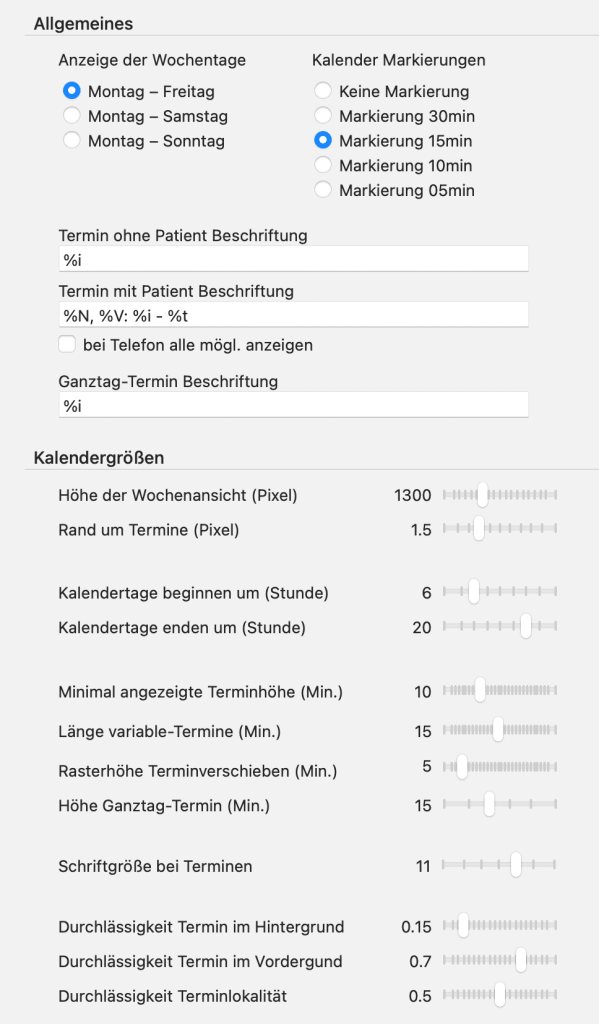 tomedo handbuch kalender einstellungen