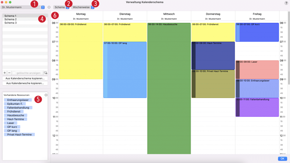 tomedo handbuch kalender schemata verwaltung