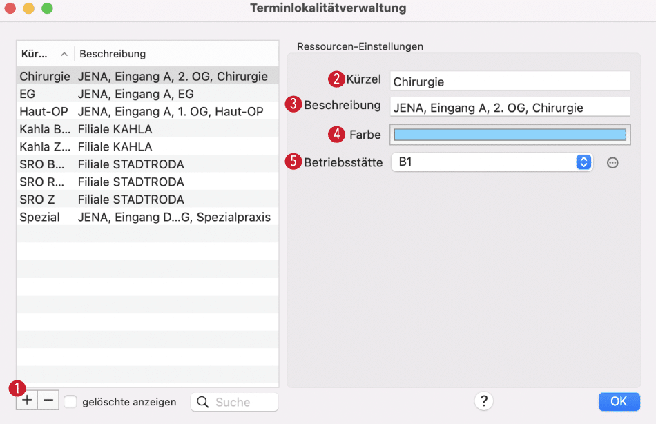 tomedo handbuch kalender terminlokalitaeten verwaltung