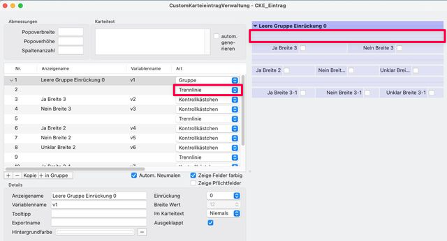 tomedo handbuch karteieintraege custom breite konfiguration trennlinien