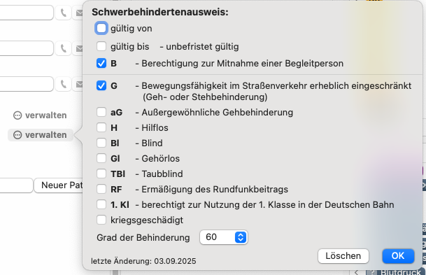 tomedo handbuch patientendetails kontaktinformationen behinderung