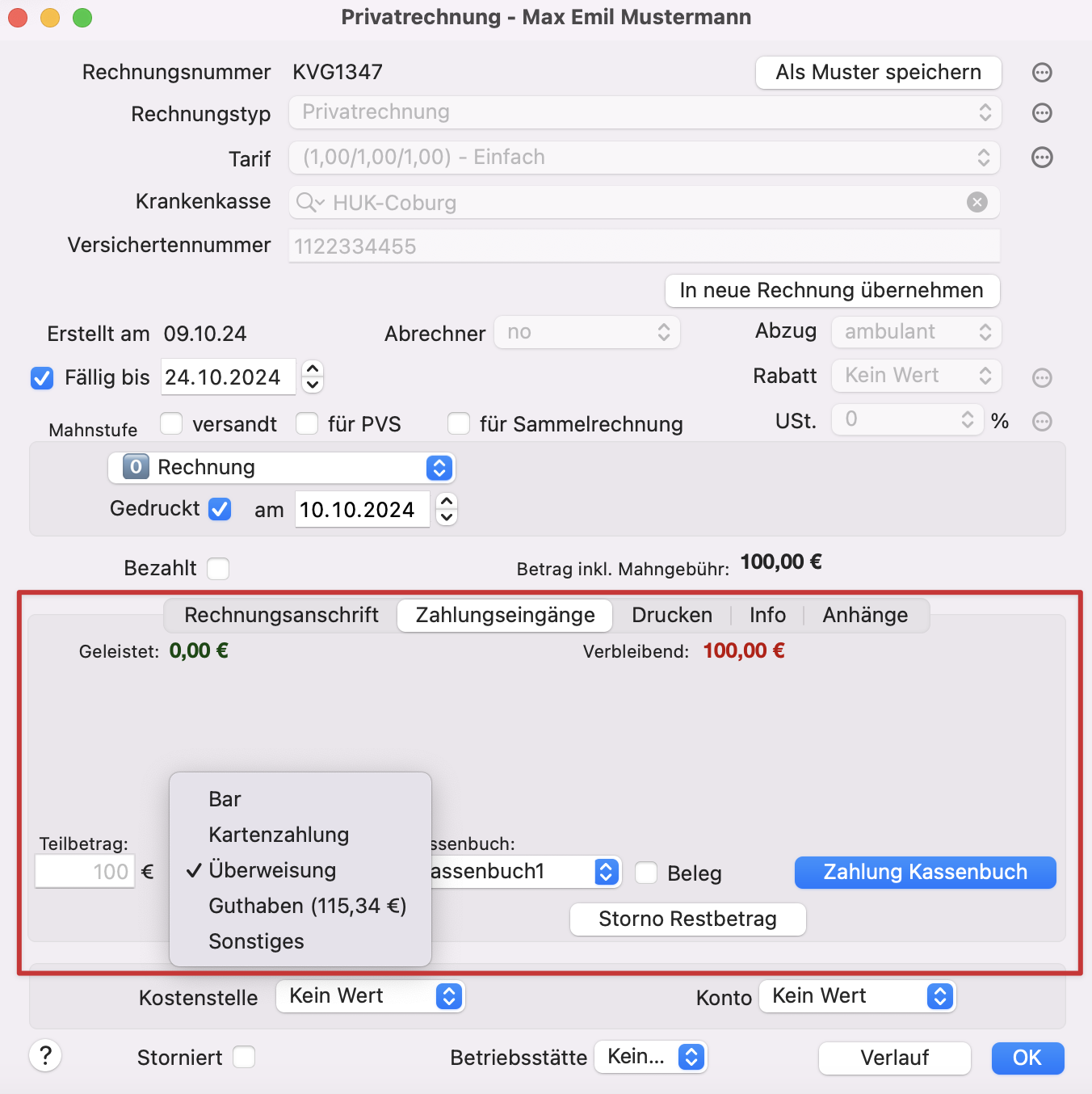 tomedo handbuch patientendetails kontaktinformationen patientenguthaben rechnungsdetails