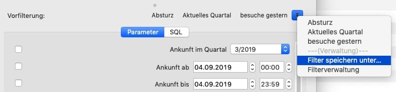 tomedo handbuch statistiken filter speichern