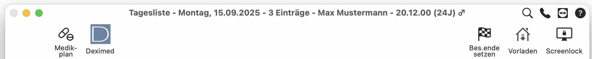 tomedo handbuch tagesliste farbneutrale titelleiste