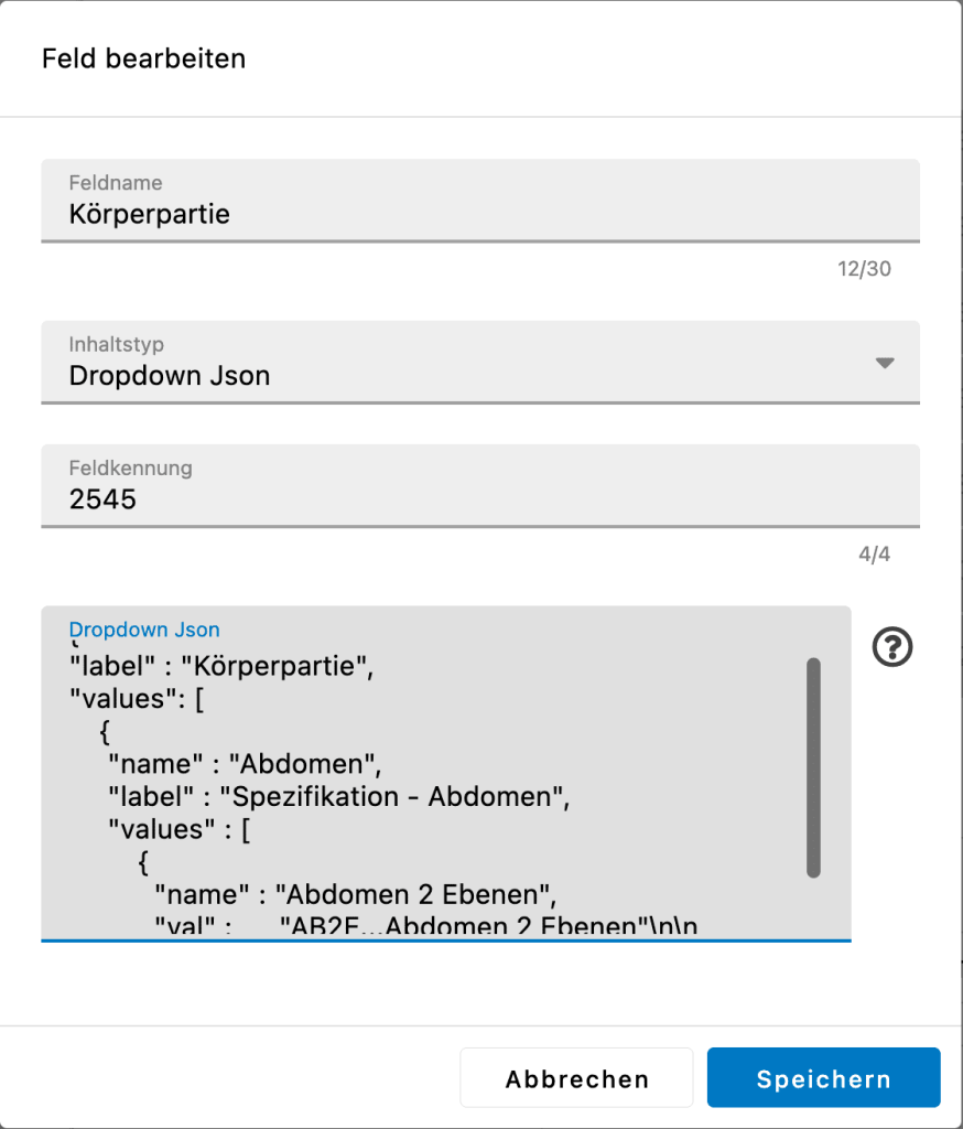 link handbuch custom gdt feld dropdown json 3