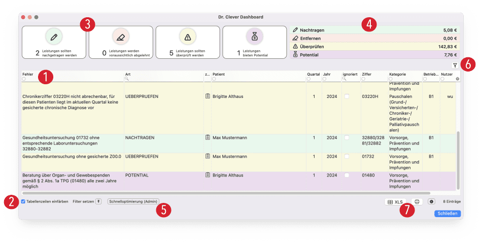 tomedo handbuch abrechnungsvorschlaege dr clever dashboard