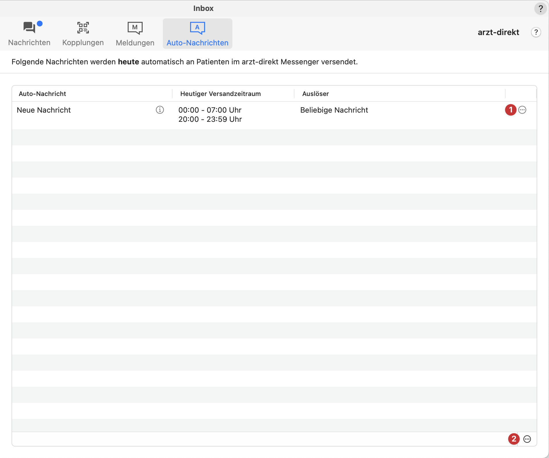 tomedo handbuch ad messenger auto nachrichten status
