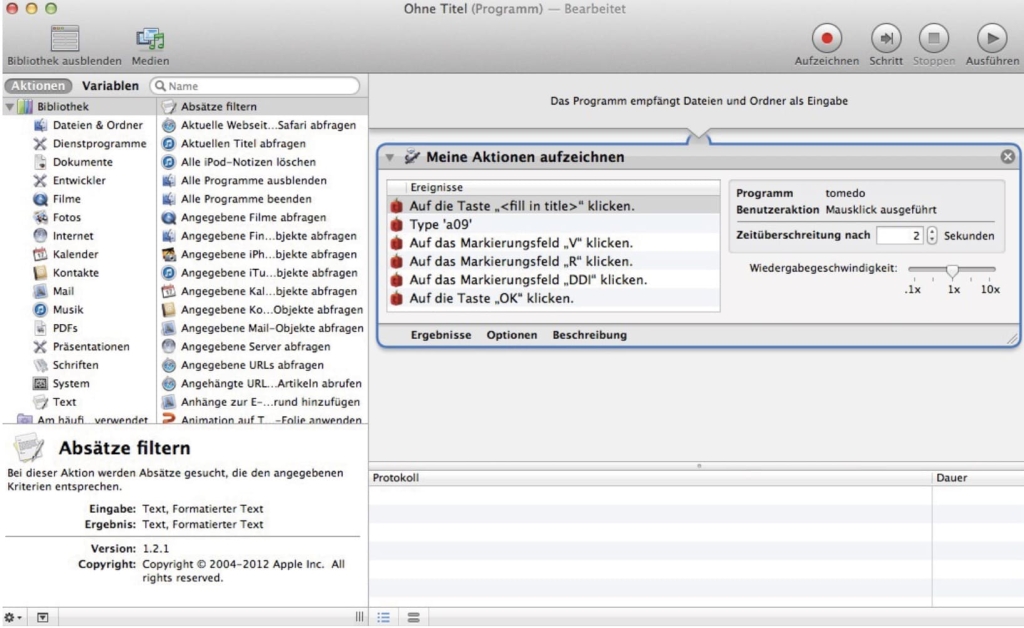 tomedo handbuch applescript fertiger arbeitsablauf