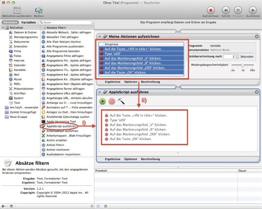 tomedo handbuch applescript portieren
