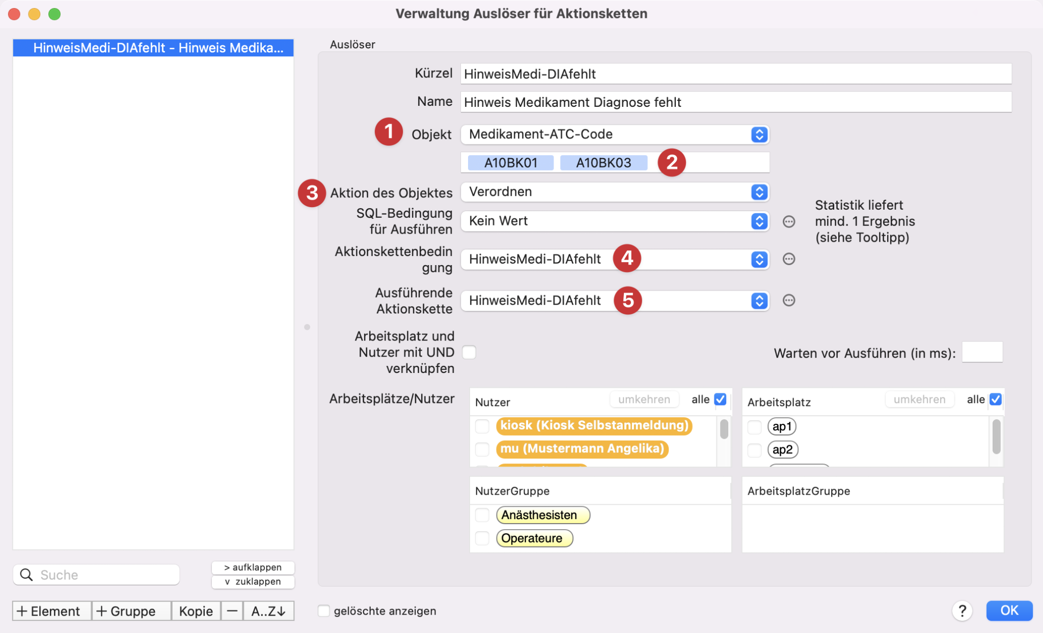 tomedo handbuch automatisierung aktionsketten beispiel fehlende diagnose ausloeser