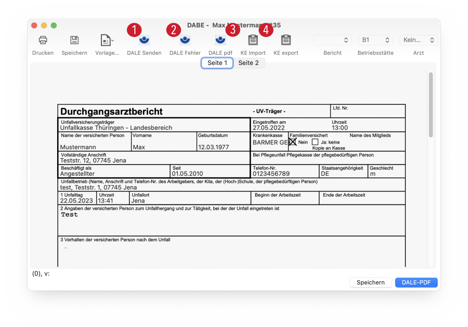 tomedo handbuch bg abrechnung dabe bericht