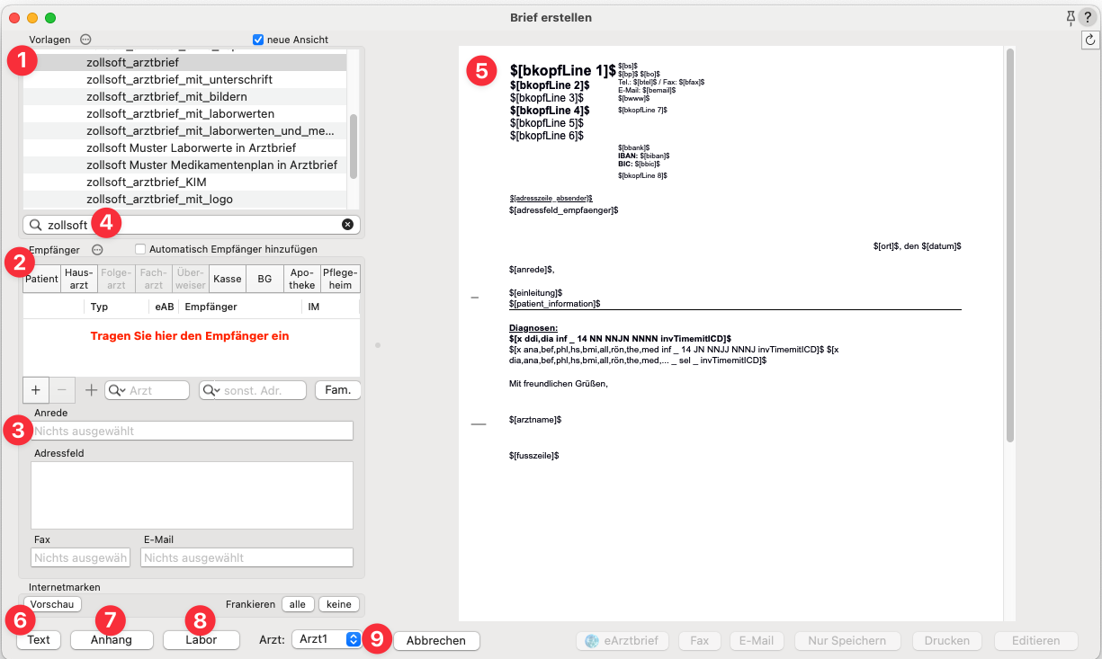tomedo handbuch briefschreibung brief erstellen dialog 5