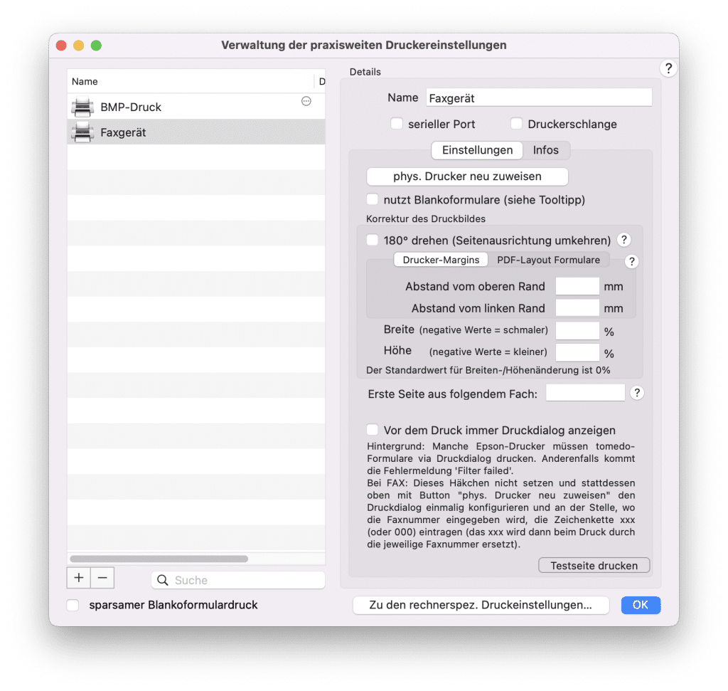 tomedo handbuch briefschreibung fax druckereinstellungen