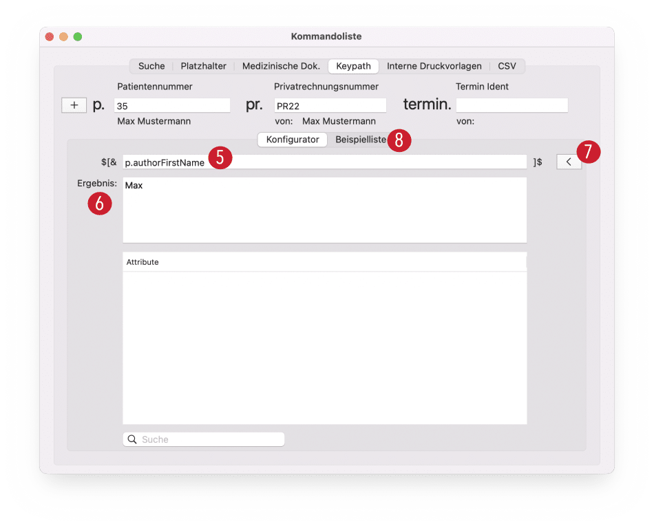 tomedo handbuch briefschreibung keypath attribut