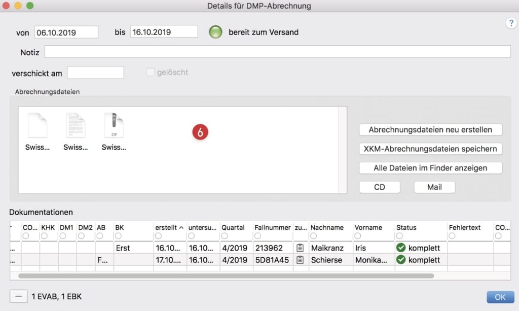 tomedo handbuch dmp dokumentation abrechnungsdetails fenster 2