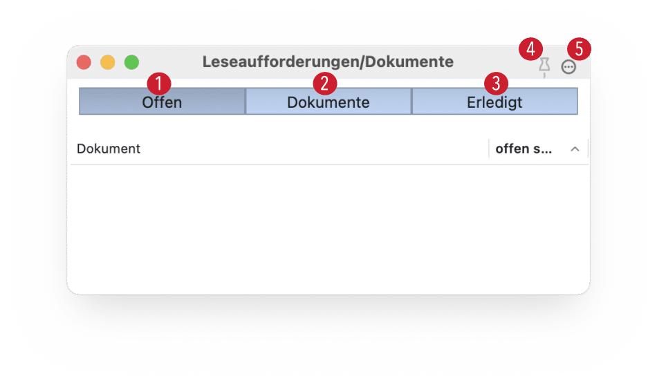 tomedo handbuch dokumentenverwaltung leseaufforderungen panel schweiz