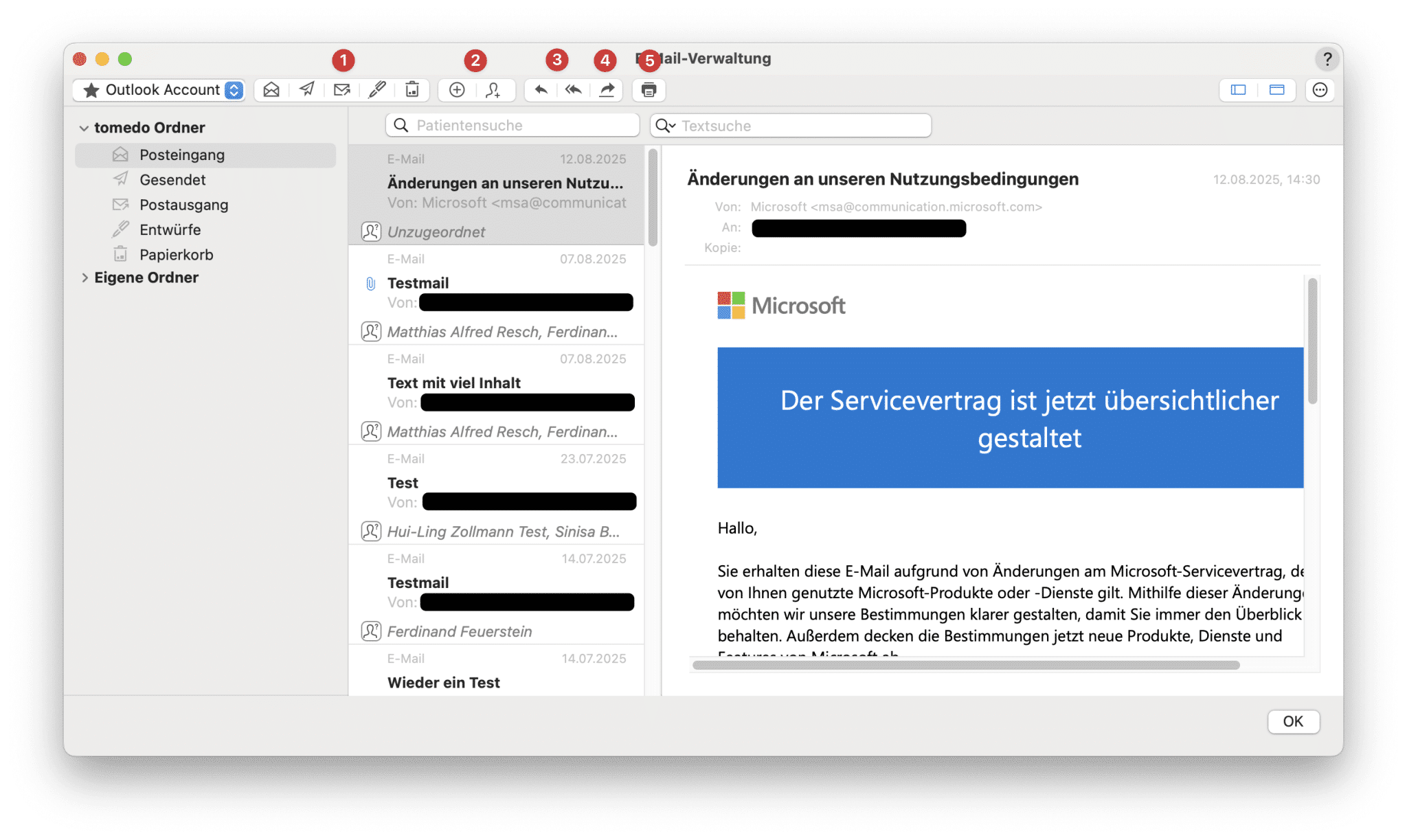 tomedo handbuch e mail account