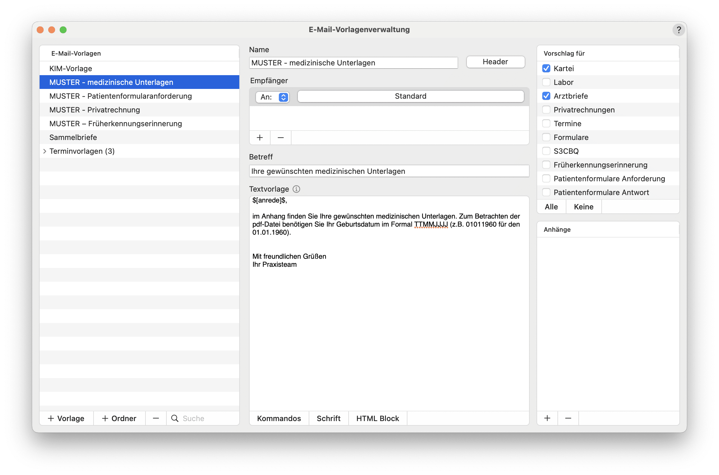 tomedo handbuch e mail vorlagenverwaltung