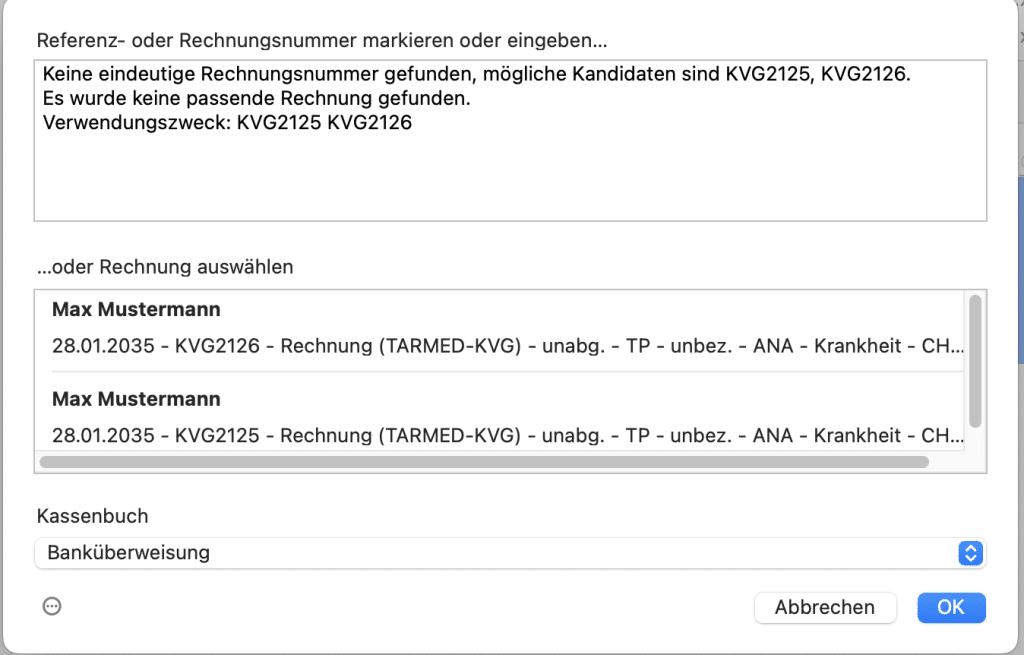 tomedo handbuch einlesen von buchungen automatisch nicht erkannt