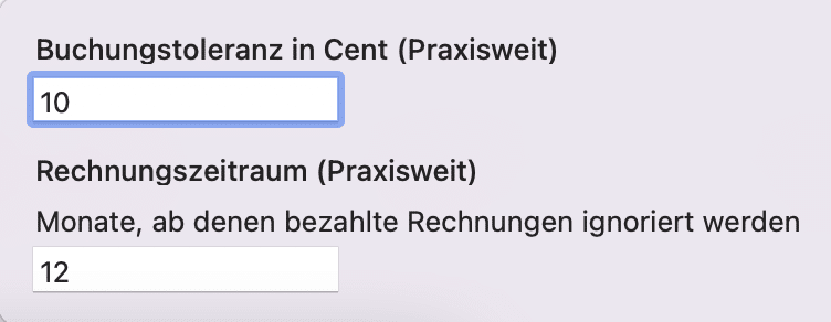 tomedo handbuch einlesen von buchungen zu rechnungen popover einstellungen