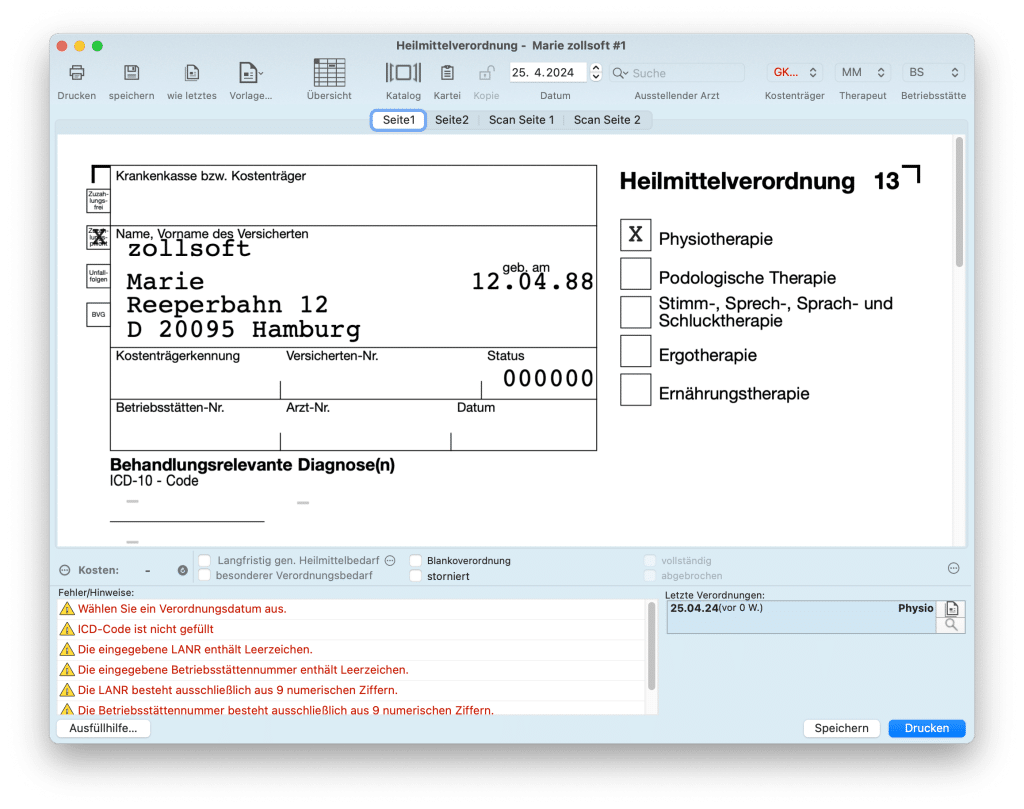 tomedo handbuch fachgruppen heilmittelerbringer verordnung anlegen schein