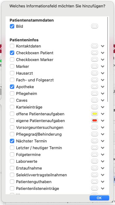 tomedo handbuch kartei patient informationsfelder auswahl 1