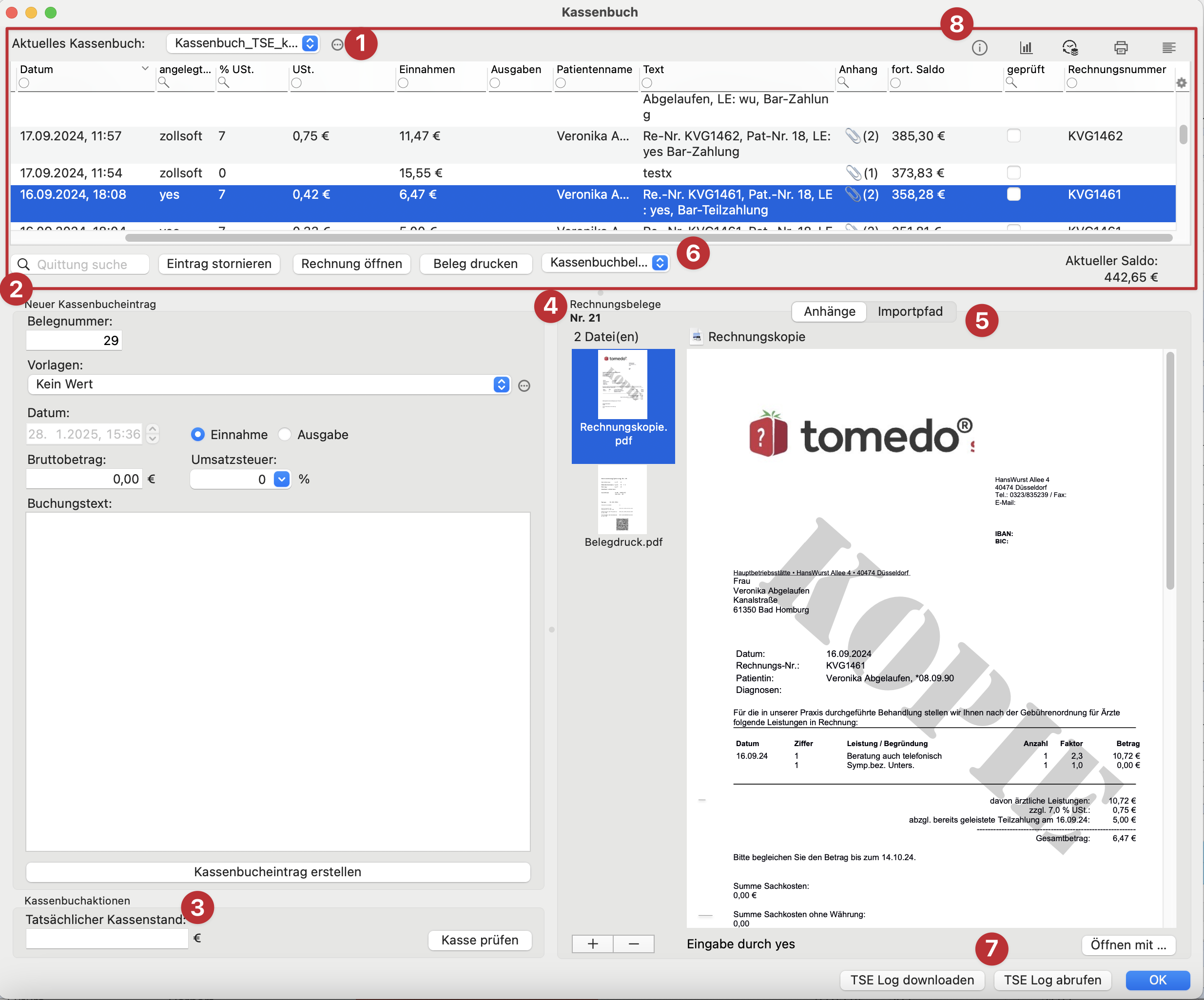 tomedo handbuch kassenbuch tse