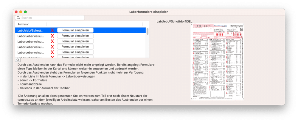 tomedo handbuch labor formulare einspielen