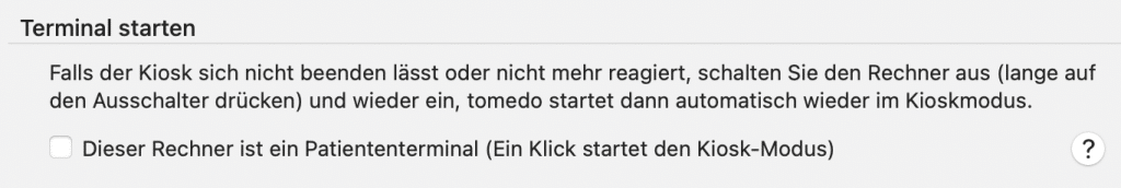 tomedo handbuch selbstanmeldung kiosk einstellungen terminal starten