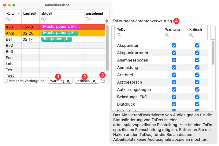tomedo handbuch tagesliste eieruhr timer raumuebersicht