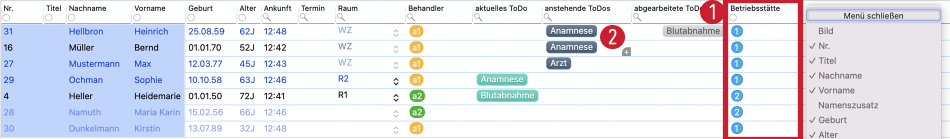 tomedo handbuch tagesliste tabelle oesterreich