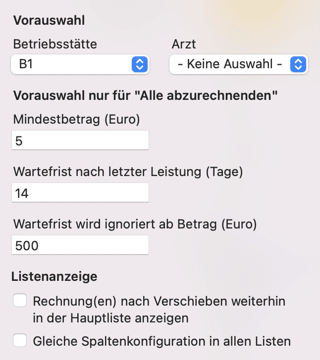 tomedo handbuch abrechnung neue privatabrechnungsverwaltung grundeinstellungen beispiel