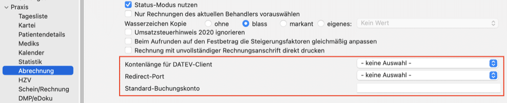 tomedo handbuch abrechnung privatrechnung datev allgemeine einstellungen