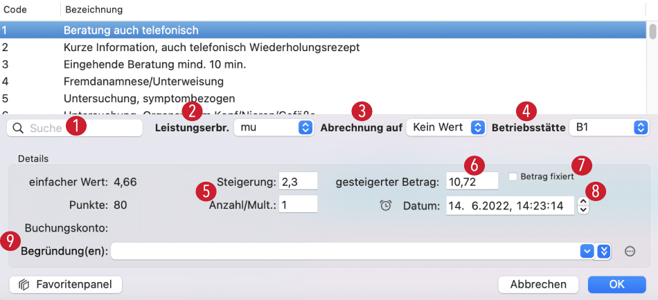 tomedo handbuch abrechnung privatrechnung leistungen hinzufuegen