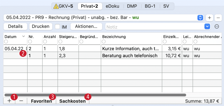 tomedo handbuch abrechnung privatrechnung leistungen