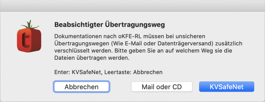 tomedo handbuch elektronische dokumentation frueherkennung okfe abrechnung auswahlfenster uebertragungsweg