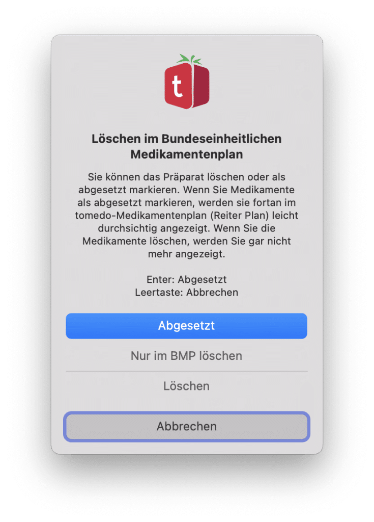 tomedo handbuch medikamentenverordnung bmp loeschen