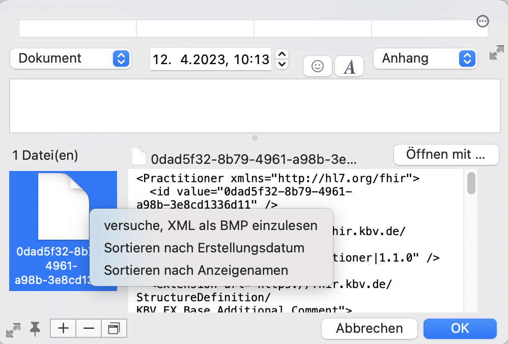 tomedo handbuch medikamentenverordnung bmp xml datei einlesen kartei