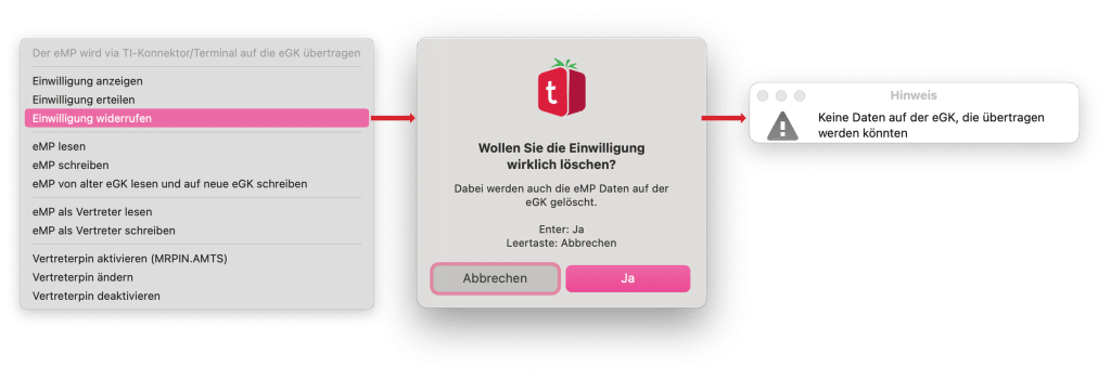 tomedo handbuch ti elektronischer medikationsplan emp einwilligung und daten loeschen