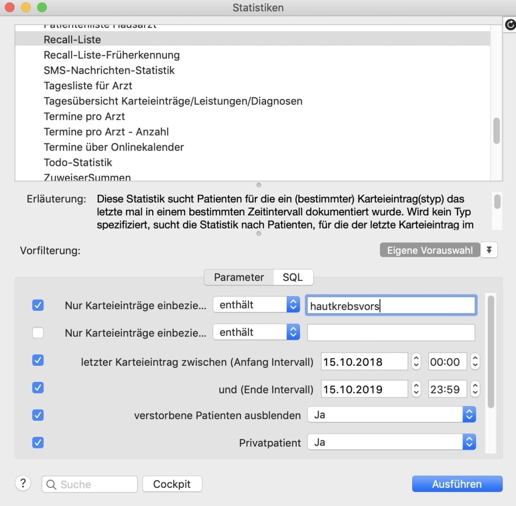 tomedo handbuch tipps uns tricks statistik recall liste