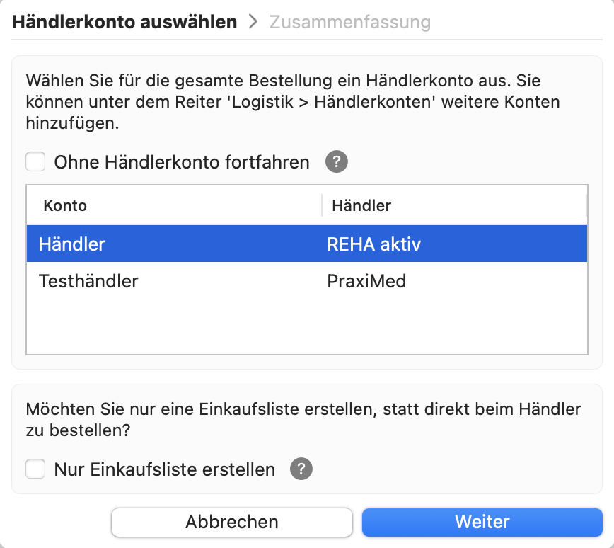 tomedo handbuch warenbestellung haendlerauswahl