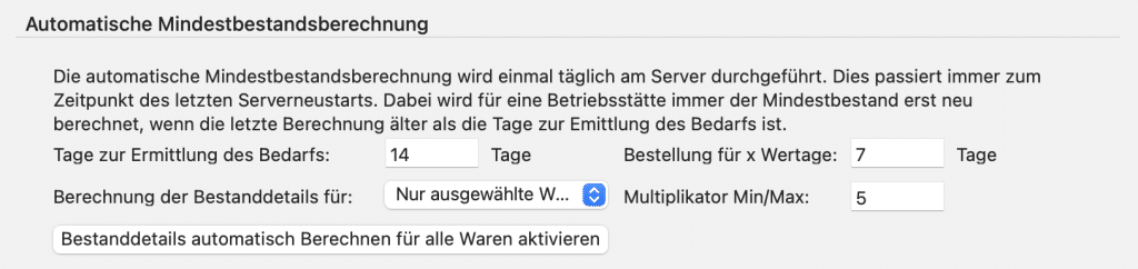 tomedo handbuch warenwirtschaft einstellungen automatische mindestbestandsberechnung