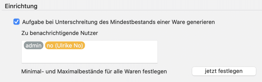 tomedo handbuch warenwirtschaft einstellungen mindestbestand benachrichtigung