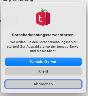 tomedo handbuch Spracherkennung server starten