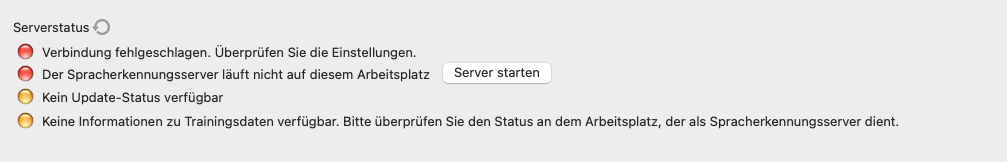 tomedo handbuch Spracherkennung serverstatus rot